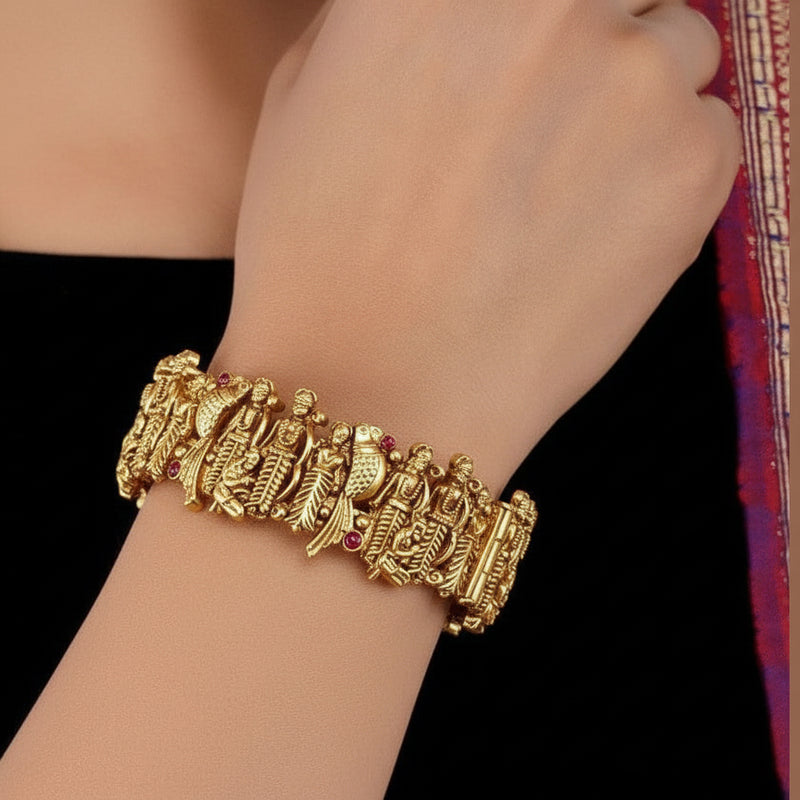 Aganya kreation Bangles Exquisite Ram Darbar Bangles - Handcrafted Gold Plated Elegance Single pc 2.4
