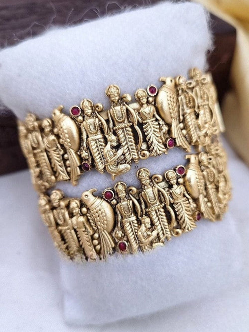Aganya kreation Bangles Exquisite Ram Darbar Bangles - Handcrafted Gold Plated Elegance Single pc 2.6