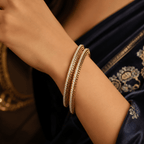 Aganya kreation Bangles Gold Plated American Diamond Rectangular Grid Designer Bangles Set