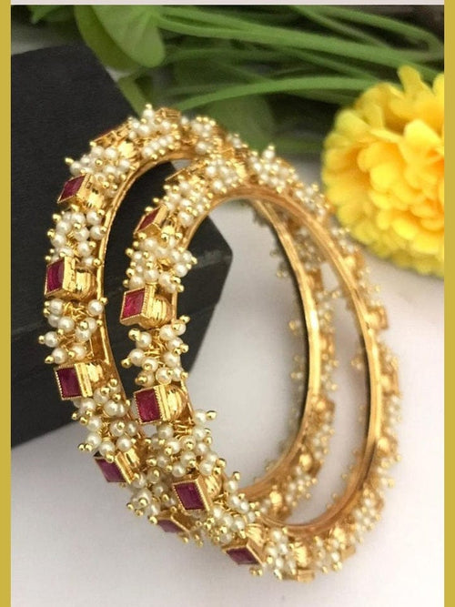 Aganya kreation Bangles Gulmohar Polki Bangles - Handcrafted Elegance for Every Occasion