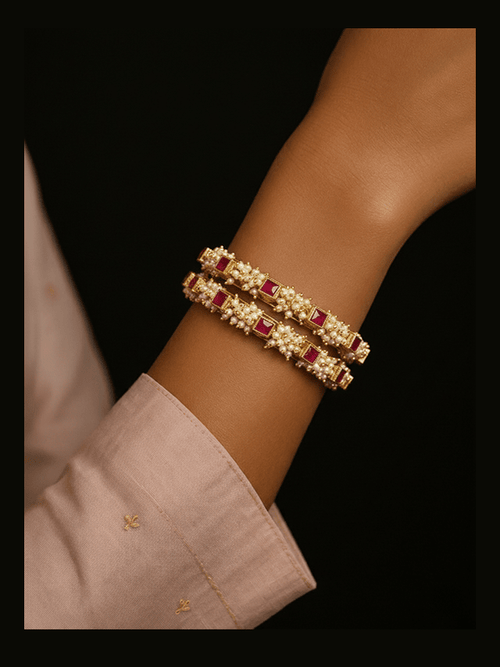 Aganya kreation Bangles Gulmohar Polki Bangles - Handcrafted Elegance for Every Occasion 2.4