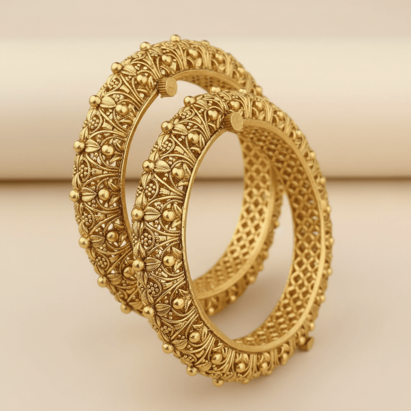 Aganya kreation Bangles Gunjal Polki Bangle - Handcrafted Gold-Plated Elegance