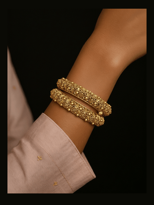 Aganya kreation Bangles Gunjal Polki Bangle - Handcrafted Gold-Plated Elegance 2.4