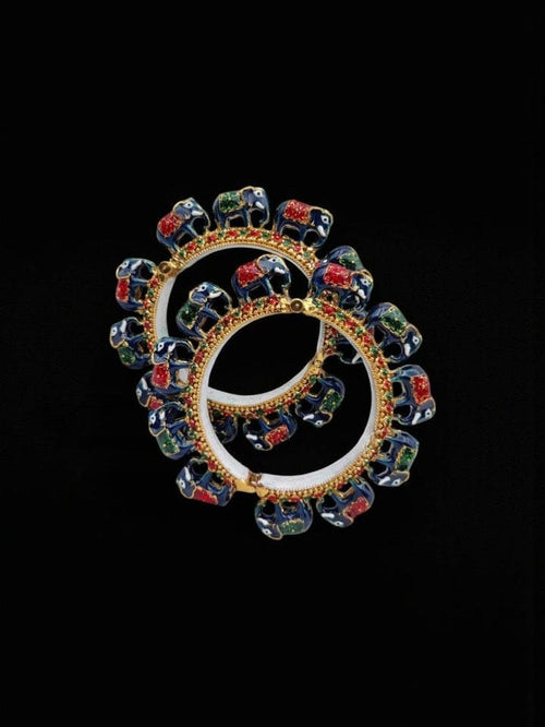 Aganya kreation Bangles Hathi Jadau Meenakari Rajwadi Bangles - Ethnic Brass Jewelry