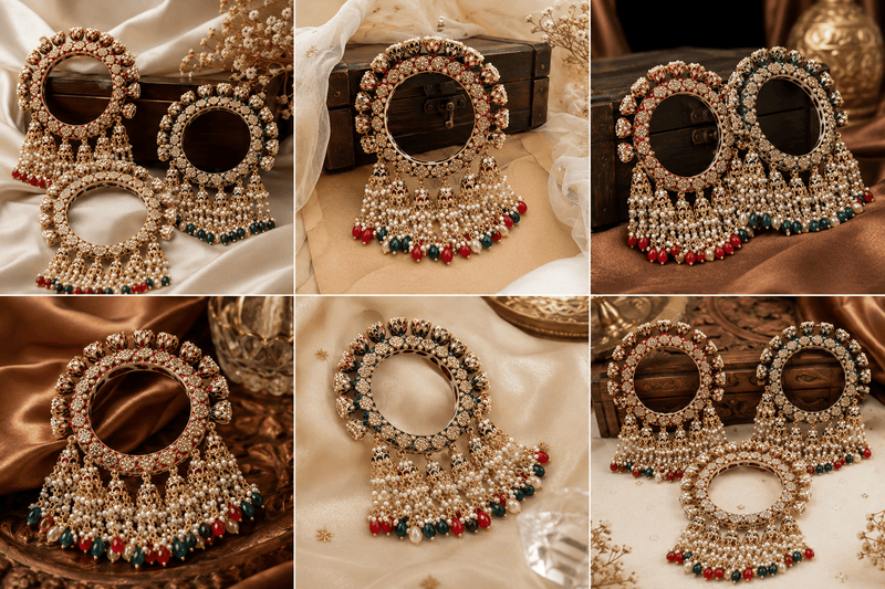 Aganya kreation Bangles Jadau Kundan Meenakari CZ Openable Bangles – Handmade Bridal Bangles