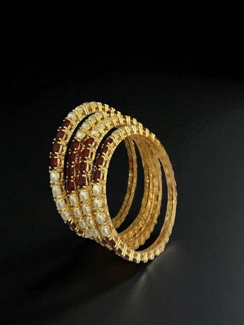 Aganya kreation Bangles Jagvi Real Pearl Bangles - Elegant Brass & Golden Finish