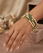 Aganya kreation Bangles Jinisha Real Pearl Bangles - Elegant Brass & Golden Finish