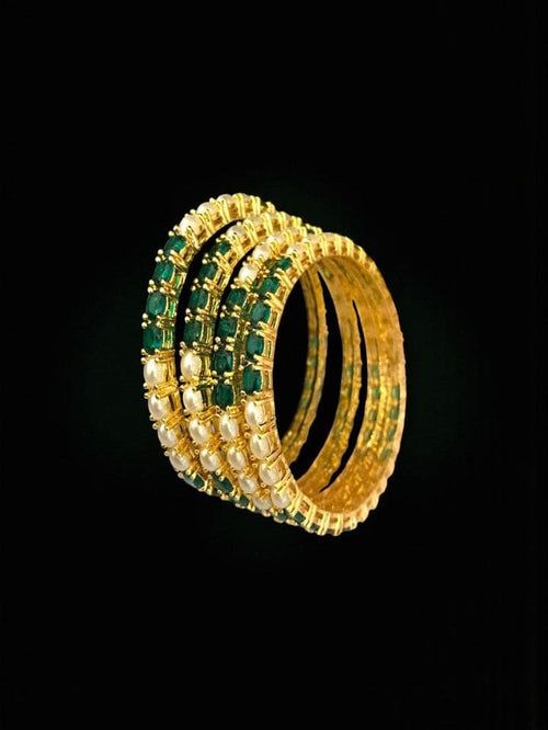 Aganya kreation Bangles Jinisha Real Pearl Bangles - Elegant Brass & Golden Finish