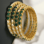 Aganya kreation Bangles Jinisha Real Pearl Bangles - Elegant Brass & Golden Finish 2.4