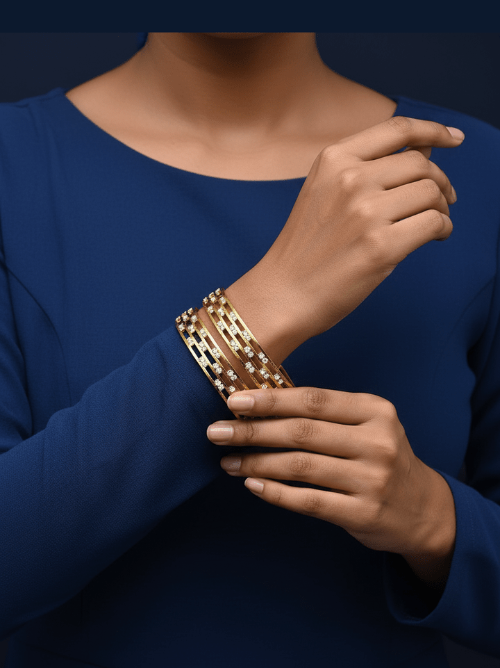 Aganya kreation Bangles Kaajal Bangles - Elegant Gold Polish Brass Jewelry