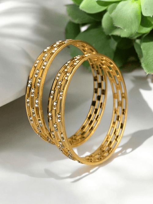 Aganya kreation Bangles Kaajal Bangles - Elegant Gold Polish Brass Jewelry