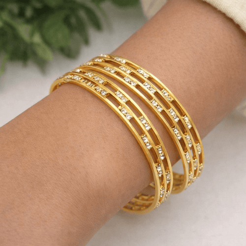 Aganya kreation Bangles Kaajal Bangles - Elegant Gold Polish Brass Jewelry