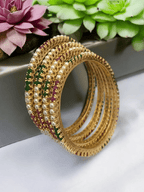 Aganya kreation Bangles Kavita Real Pearl Bangles - Elegant Brass & Gold Plated Design 2.4