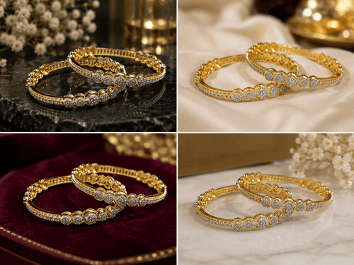Aganya kreation Bangles Liara Bangles - Elegant Gold-Plated Copper Alloy Jewelry