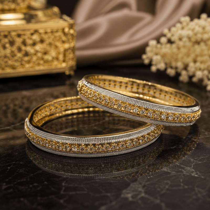 Aganya kreation Bangles Lishi Bangles - Elegant Gold-Plated Copper Alloy Jewelry 2.6
