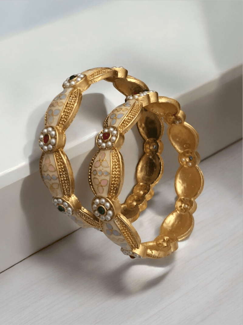 Aganya kreation Bangles Mandakini Meenakari Bangles - Elegant Copper Alloy Jewelry