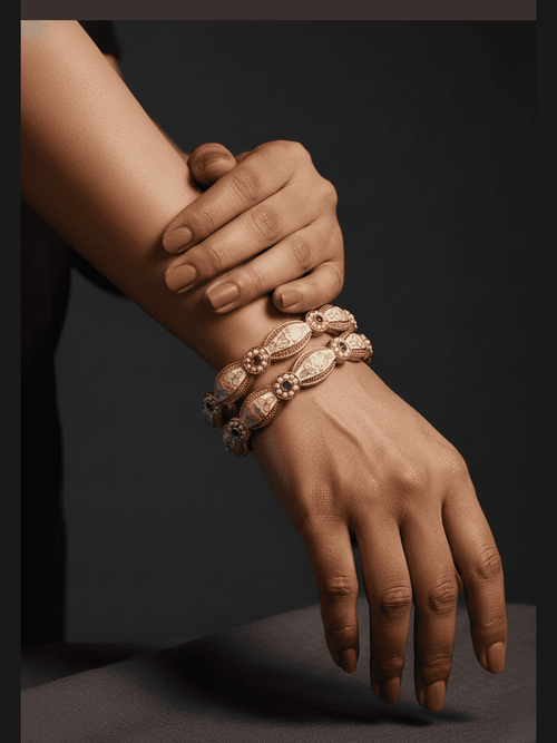 Aganya kreation Bangles Mandakini Meenakari Bangles - Elegant Copper Alloy Jewelry