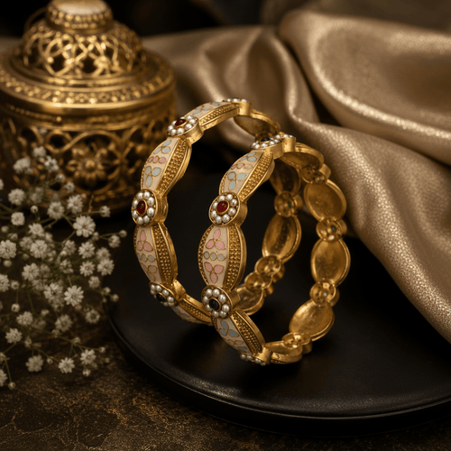 Aganya kreation Bangles Mandakini Meenakari Bangles - Elegant Copper Alloy Jewelry