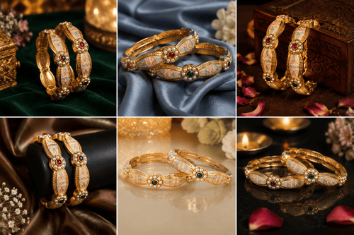 Aganya kreation Bangles Mandakini Meenakari Bangles - Elegant Copper Alloy Jewelry