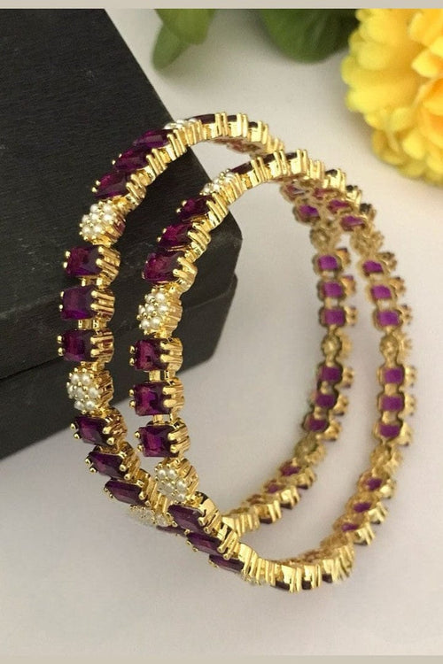 Aganya kreation Bangles Mayil Real Pearl Bangles - Elegant Brass & Golden Finish