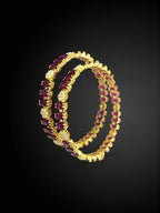 Aganya kreation Bangles Mayil Real Pearl Bangles - Elegant Brass & Golden Finish