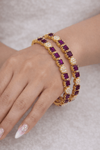 Aganya kreation Bangles Mayil Real Pearl Bangles - Elegant Brass & Golden Finish