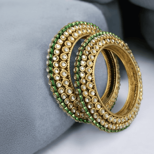 Aganya kreation Bangles Mishka Kundan Pacheli Bangles - Elegant Traditional Jewelry