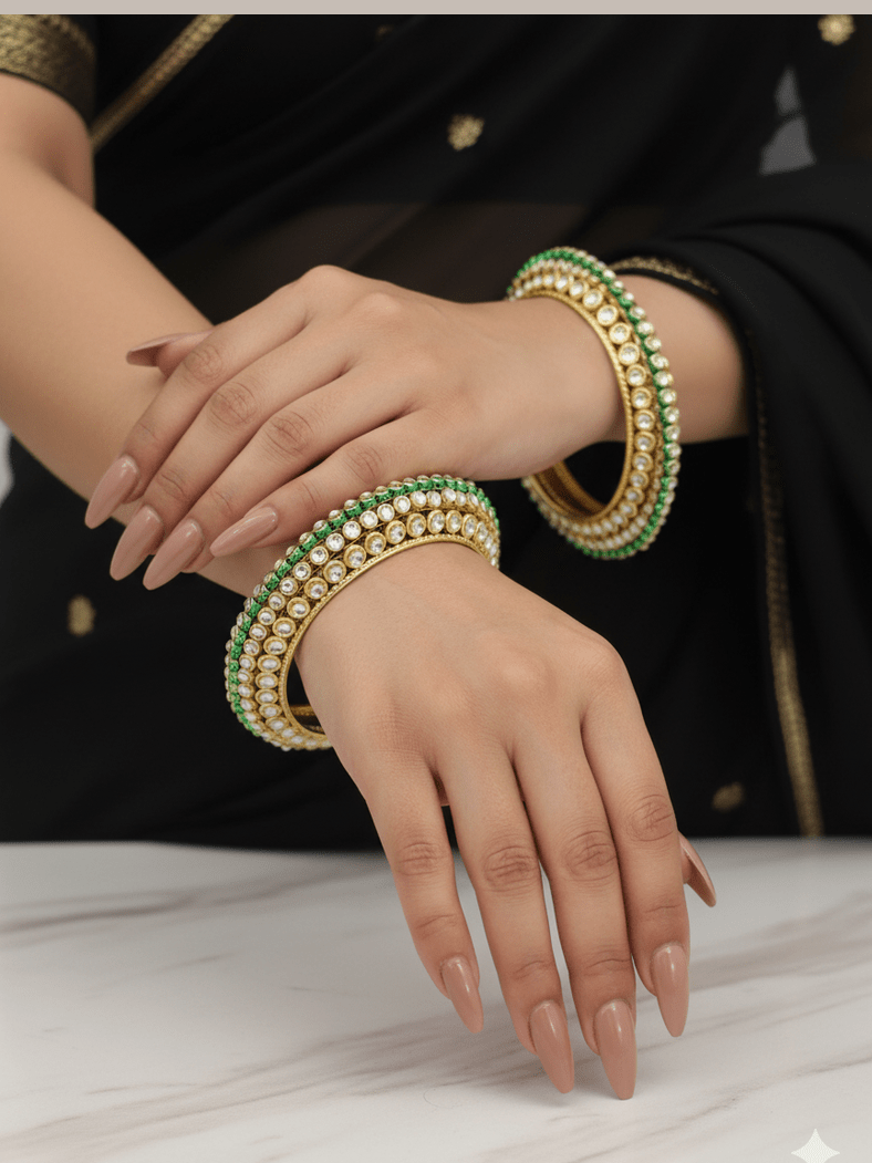 Aganya kreation Bangles Mishka Kundan Pacheli Bangles - Elegant Traditional Jewelry 2.4