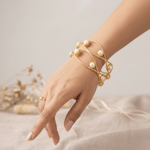 Aganya kreation Bangles Narayani Real Pearl Bangles - Elegance in Every Detail