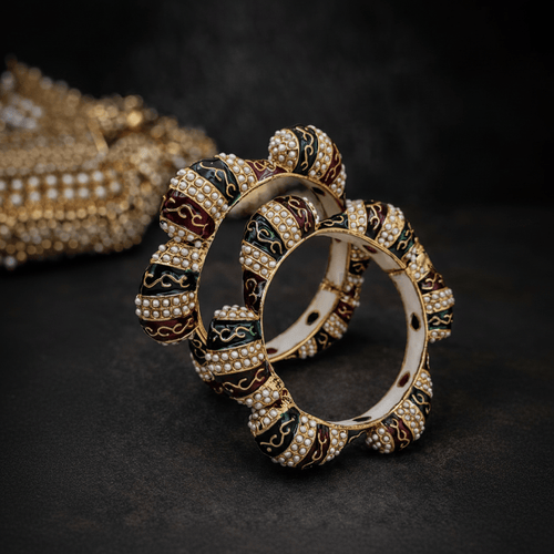 Aganya kreation Bangles Navirah Traditional Rajwadi Enamel & Pearl Ethnic Bangles