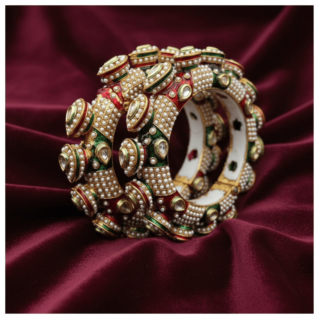 Aganya kreation Bangles Nidhi Jadau Rajwadi Meenakari Bangles - Ethnic Elegance