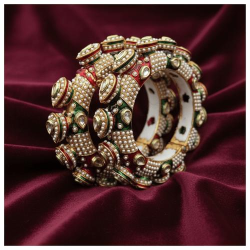 Aganya kreation Bangles Nidhi Jadau Rajwadi Meenakari Bangles - Ethnic Elegance