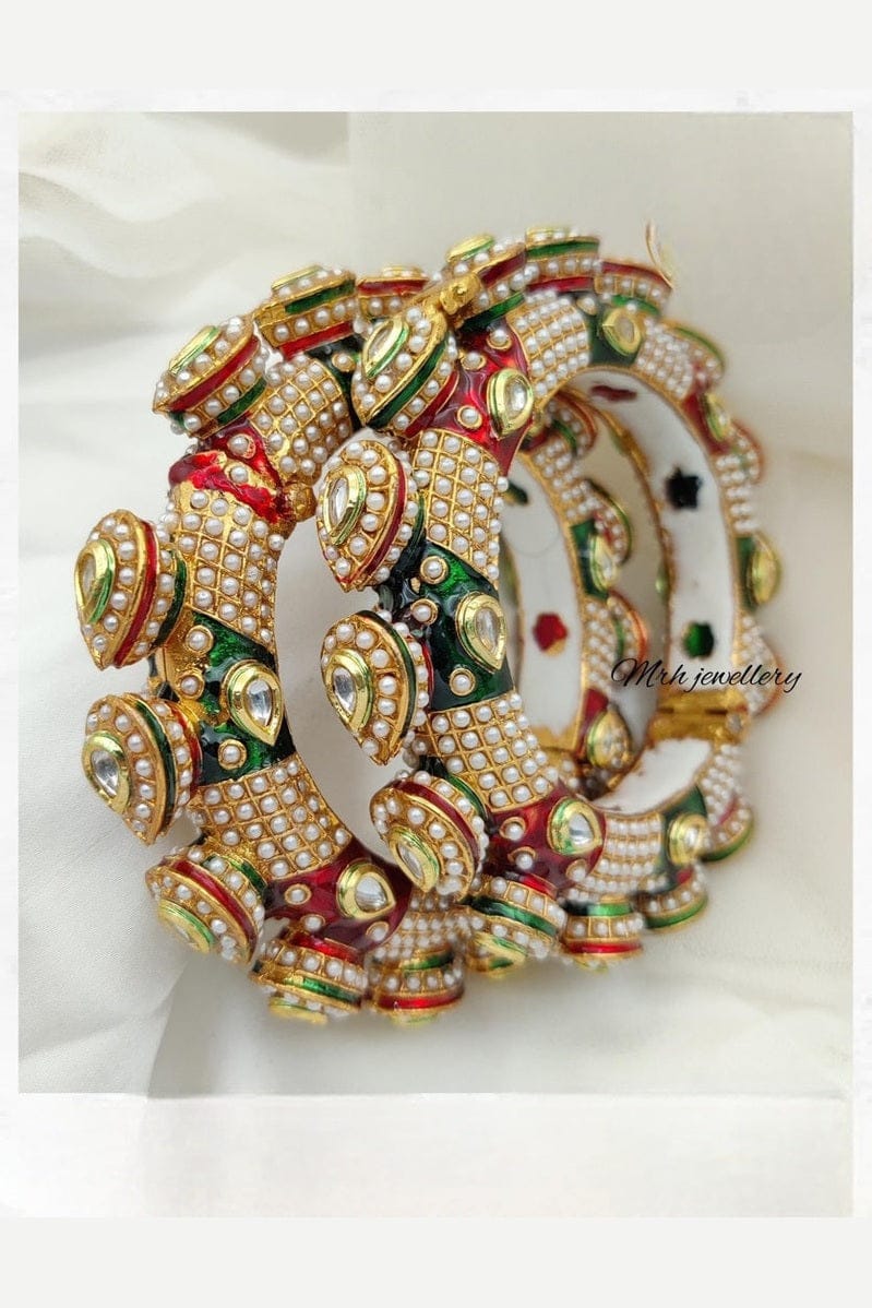 Aganya kreation Bangles Nidhi Jadau Rajwadi Meenakari Bangles - Ethnic Elegance