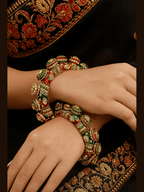 Aganya kreation Bangles Nidhi Jadau Rajwadi Meenakari Bangles - Ethnic Elegance