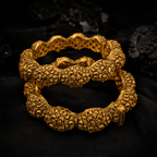 Aganya kreation Bangles Oorvisha Antique Gold Look Floral Openable Bangles for Women | Traditional Temple Style Kada Pair
