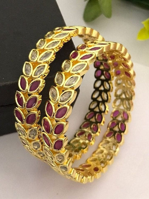 Aganya kreation Bangles Priya Polki Bangles - Elegant Gold Plated Copper Alloy