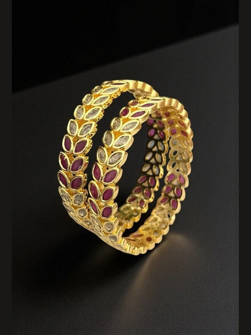 Aganya kreation Bangles Priya Polki Bangles - Elegant Gold Plated Copper Alloy
