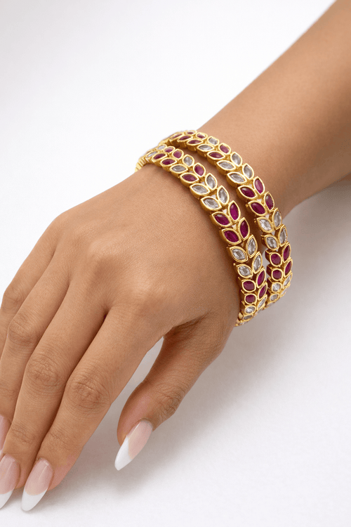 Aganya kreation Bangles Priya Polki Bangles - Elegant Gold Plated Copper Alloy