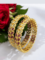 Aganya kreation Bangles Priya Polki Bangles - Elegant Gold Plated Copper Alloy 2.4