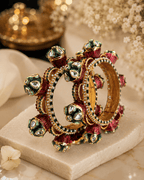Aganya kreation Bangles Rajwadi Kundan Meenakari Openable Bangles for Women – Red Green Designer Traditional Kada