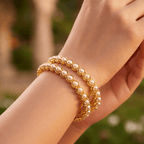 Real Pearl Indrani Bangles with freshwater pearls in 22k gold plated pure brass by Aganya Kreation, sizes 2.4 to 2.10