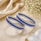 Aganya kreation Bangles Rhodium Plated American Diamond Beaded Halo Designer Bangles —