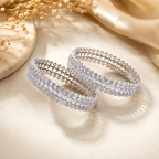 Aganya kreation Bangles Rhodium Plated American Diamond Beaded Halo Designer Bangles — White Rhodium plated / 2.4