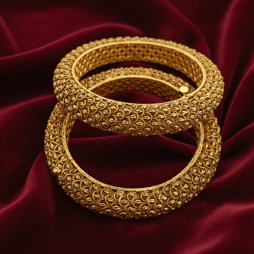 Aganya kreation Bangles Ridhika Heritage Matt Finish Gold Bangles 2.2