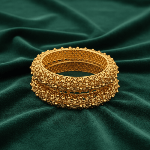 Aganya kreation Bangles Ridhyika Temple Art Matt Gold Finish Bangles
