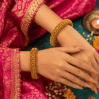 Aganya kreation Bangles Ridhyika Temple Art Matt Gold Finish Bangles