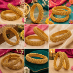 Aganya kreation Bangles Ridhyika Temple Art Matt Gold Finish Bangles