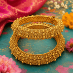 Aganya kreation Bangles Ridhyika Temple Art Matt Gold Finish Bangles 2.2