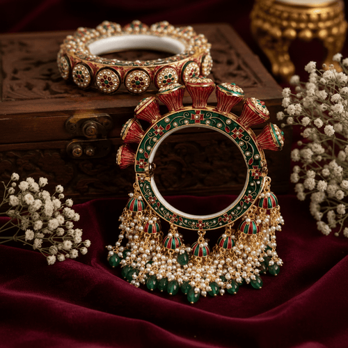 Aganya kreation Bangles Royal Jadau Kundan Meenakari CZ Openable Bangles