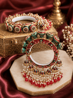 Aganya kreation Bangles Royal Jadau Kundan Meenakari CZ Openable Bangles